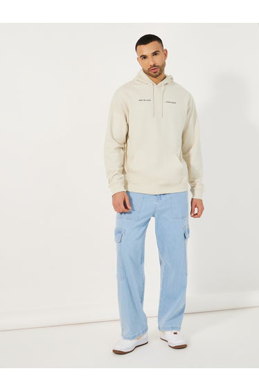 Minimal Puff Print Fleece Relaxed Fit Hoodie