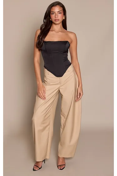 Black Satin Lace Trim Corset