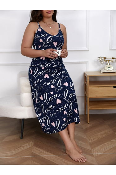 Plus Size Love Print Cami Nightdress