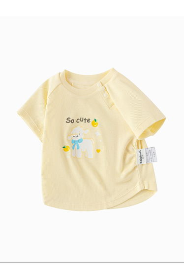 Girls' Printed T-Shirt With Shoulder Buttons
