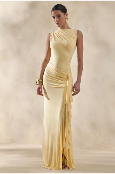 فستان كلوب ال لندن أصفر طول الأرض بقصة ميرمايد