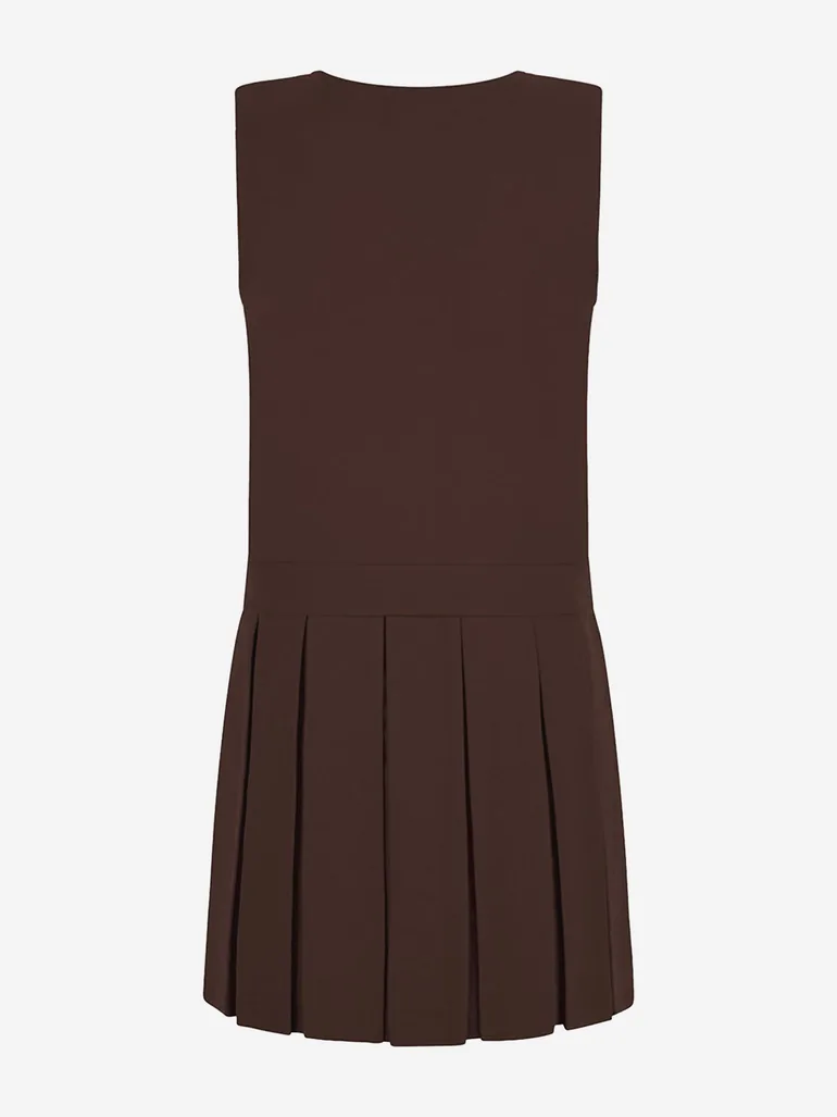 Zeco Girls School Zip Front Pinafore Dress in Brown - 1