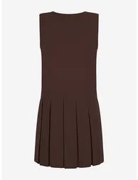 Zeco Girls School Zip Front Pinafore Dress in Brown - 1