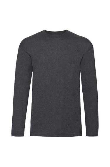 Fruit of the Loom Mens Valueweight Heather Long-Sleeved T-Shirt - Dark Heather Grey
