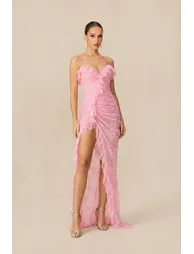 فستان سانفير زهري طول الأرض بقصة ميرمايد - 2