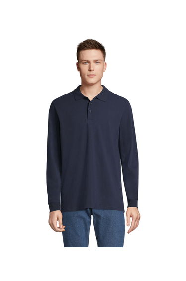 SOLS Mens Winter II Long Sleeve Pique Cotton Polo Shirt - Navy