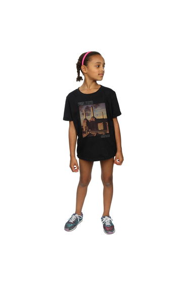 Pink Floyd Girls Animals Poster Cotton T-Shirt - Black