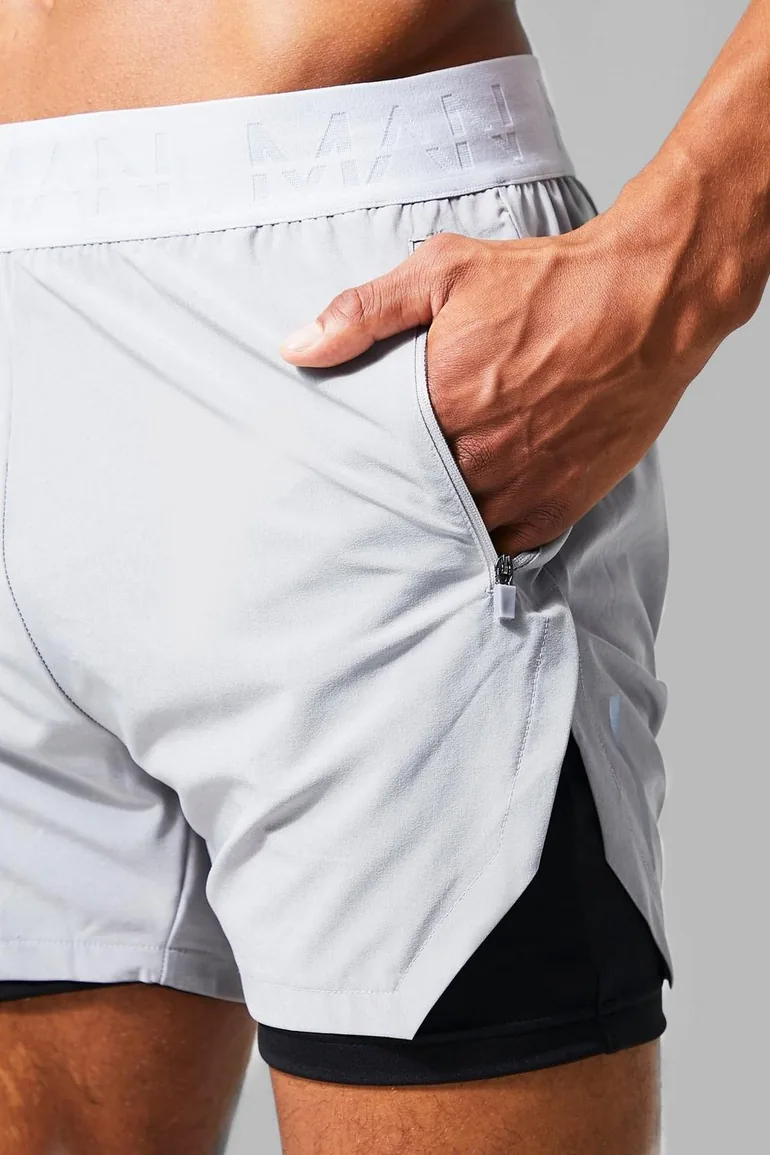 Man Active Extreme Split 2-in-1 Short - grey - 2