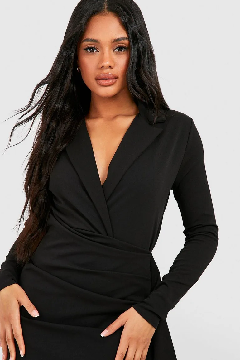 black blazer midi dress Black Blazer Tailored Midi Dress  self-portrait-US