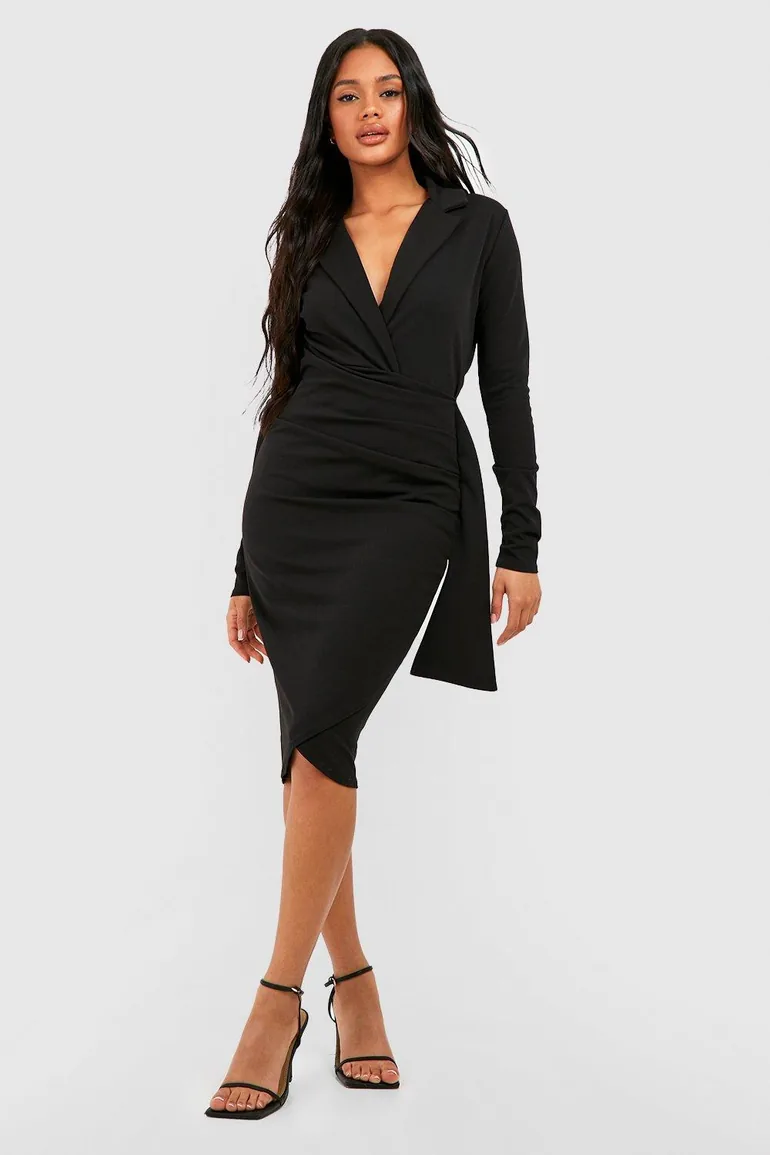 tailored blazer midi dress Asymmetric One Shoulder Tailored Blazer Midi Dress Brandlyng