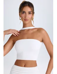 Choker-Detail Bandeau Top in White