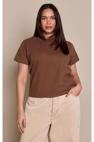 Plus Chocolate Premium Cotton Cap Sleeve T-shirt