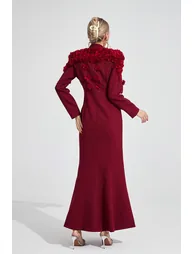 فستان ماكسي بطبعة أزهار - أحمر - 6