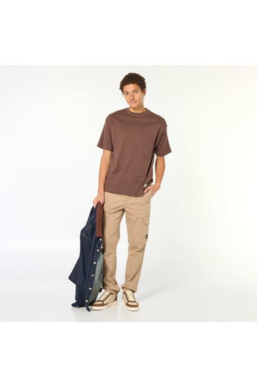 Round neck cotton T-shirt BROWN