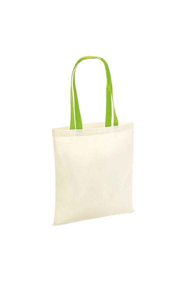 Westford Mill Contrast Handle Tote Bag - Natural/Lime Green
