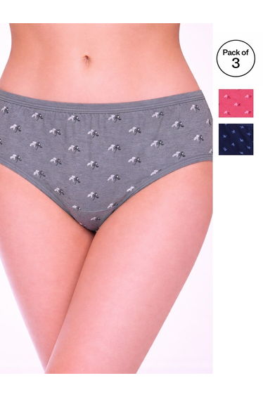 Pack of 3 - Printed Mid Rise Briefs