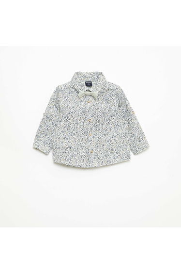 Cotton Shirt with Detachable Bow Tie WHITE
