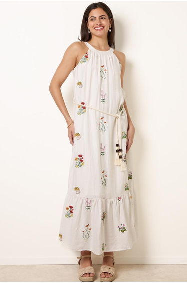 Halter Neck Embroidered Dress