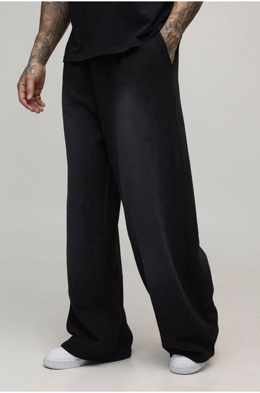 Tall Extreme Wide Leg Spray Wash Jogger - washed black