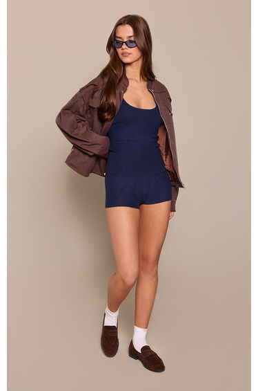 Navy Scoop Neck Knitted Vest