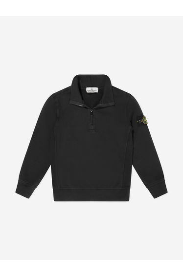Stone Island Boys Half Zip Sweatshirt in Black