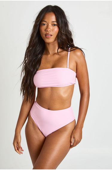 Essentials High Waist Bikini Bottom - pink
