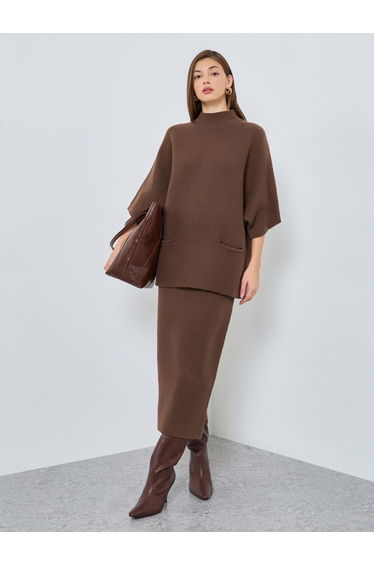 Oversized Knit Sweater and Midi Skirt Co-Ords