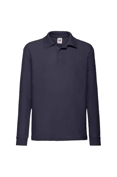 Fruit Of The Loom Childrens/Kids Long Sleeve Pique Polo Shirt - Deep Navy