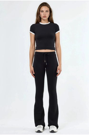 BUSEM Mid Waist Flare Leg Sweatpants with Drawstring