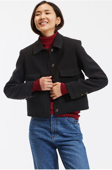 Recycled Buttoned Cropped Jacket