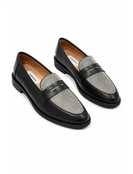 Lemonade Crystal Shimmer Dream Panel Loafers Black