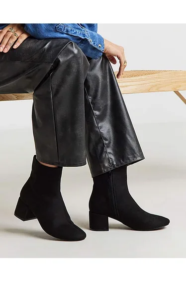 Low Block Heel Ankle Boot Wide