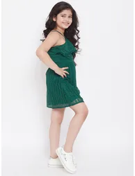 Girls Lace Halter Neck Frill Dress - 1