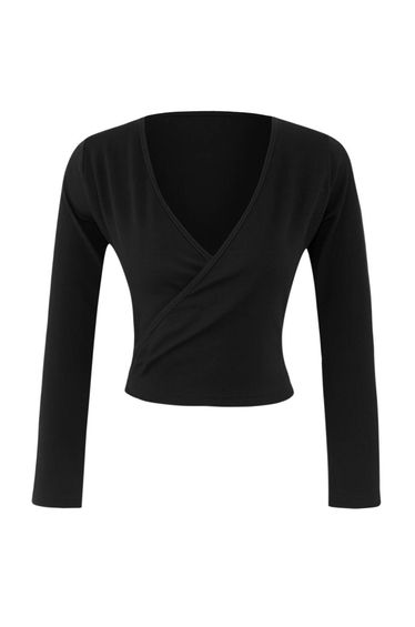 Black Diver/Scuba Crop Blouse