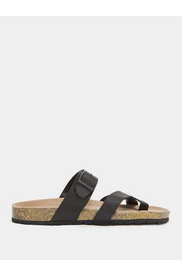 Men Black Adjustable Strap Sandals