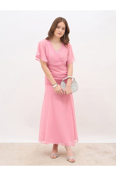Embellished Sequined A-Line Maxi Dress