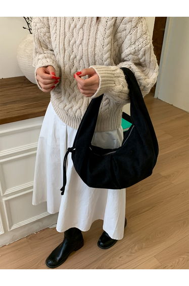 Black Suede Hobo Bag