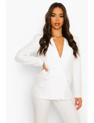 Plunge Tailored Fitted Blazer - ivory