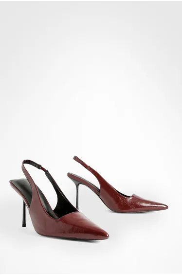 Slingback Extreme Point Court Shoes - dark red