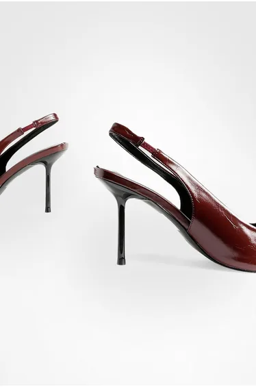 Slingback Extreme Point Court Shoes - dark red