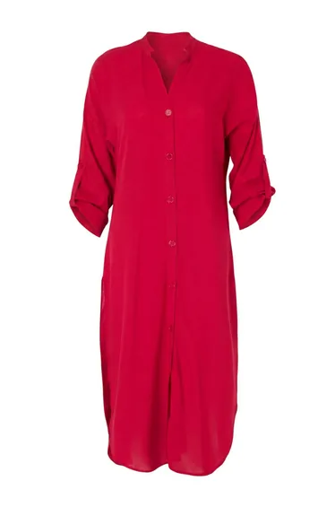 Cherry Woven Midi Slit Detailed Beach Dress