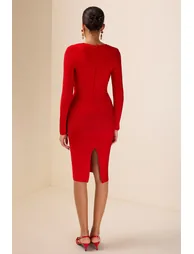 Albane Knit Midi Dress in Red - 4