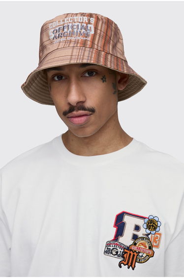Official Archive Check Bucket Hat - rust