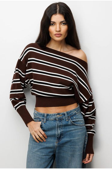 MIXRAY Asymmetric sweater with ribbed hem