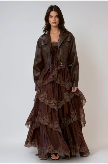 Drummond Spaghetti Lace Maxi Tiered Dress