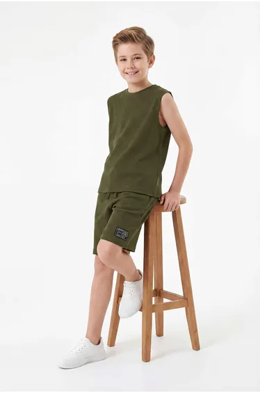 Khaki Plain Knitted Bottom - Top Set