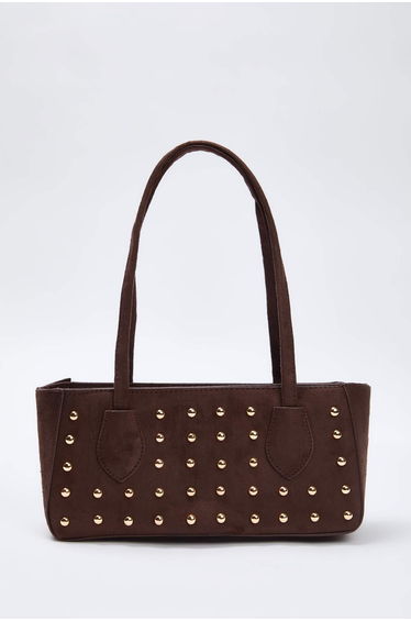 Brown Suede Troc Women's Medium Size Hand and Shoulder Bag