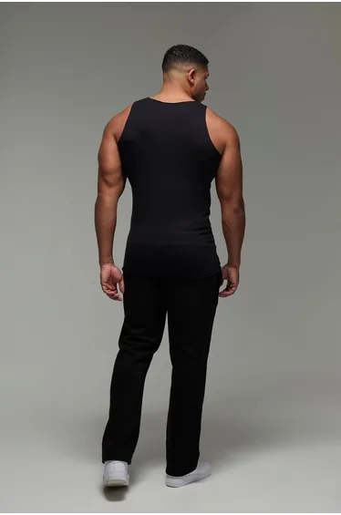 Man Active Gym Basic Muscle Fit Vest - black