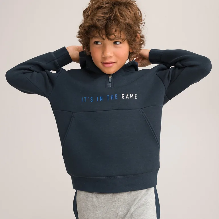 Slogan Print Hoodie in Cotton Mix - 1
