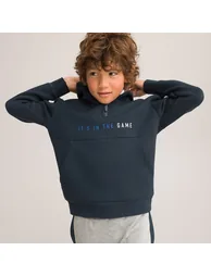 Slogan Print Hoodie in Cotton Mix - 1